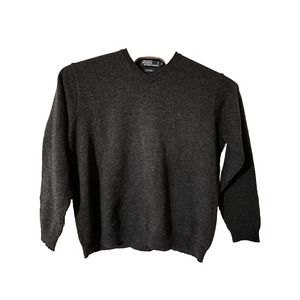 Polo Ralph Lauren 84% Wool Long‎ Sleeve Sweater Dark Grey Men's Large